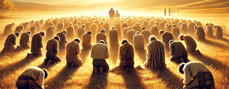 A cowboy standing in prayer at sunset, representing humility, prayer, and the promise of healing from God.