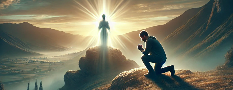 An inspiring image of a cowboy in prayer, reflecting the message of Mark 14:38 about strength, prayer, and overcoming temptation.