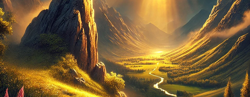 A scenic view of a radiant mountain top glowing under the sun, representing God’s deliverance and the promise of safety for those who love Him, as spoken in Psalm 91:14.