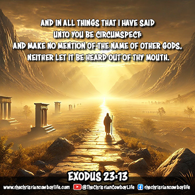 A scenic sunrise over a peaceful countryside, symbolizing faithfulness to God’s commands in Exodus 23:13.