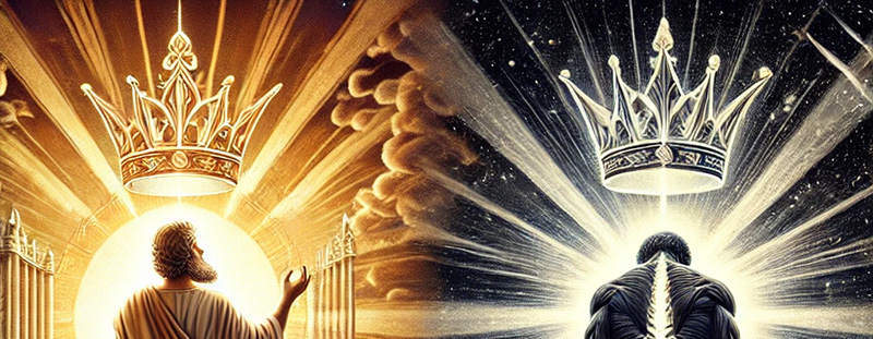 An artistic depiction of Proverbs 3:35, illustrating the glory and shame themes through contrasting paths of light and darkness.