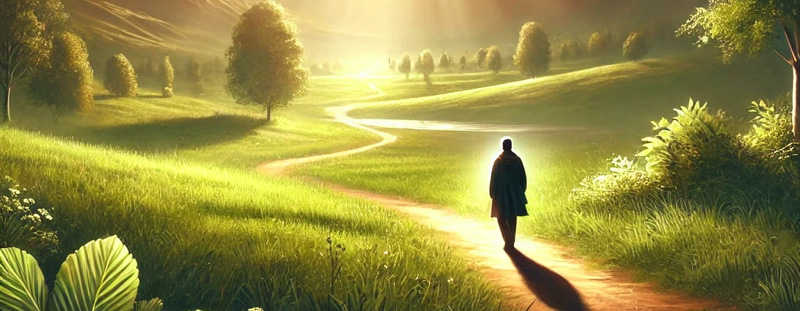 Christian cowboy-themed image showing a cowboy riding through a sunlit trail, visually representing God’s enduring presence from Hebrews 13:5.