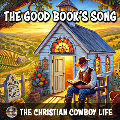 A country cowboy reading the Bible on a dusty road, symbolizing the comfort and guidance of God's Word.