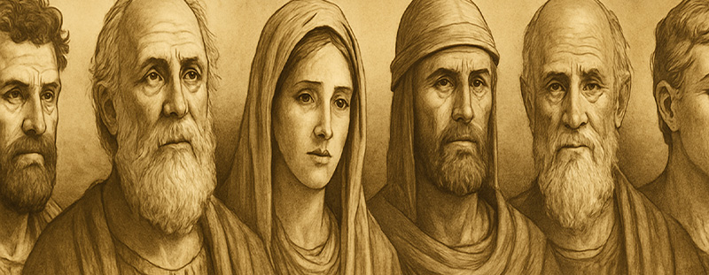 A depiction of faithful warriors standing strong, symbolizing the heroes of faith and testimony.