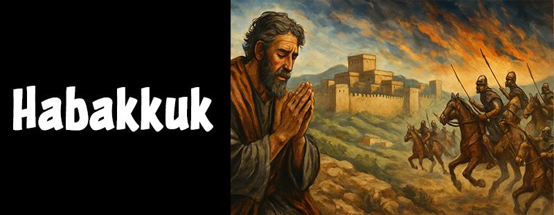 The prophet Habakkuk praying in faith amid challenging circumstances.