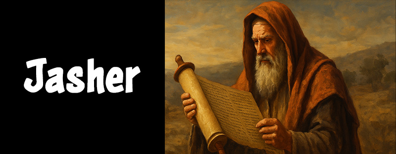 An ancient prophet reading a scroll with a sunset backdrop