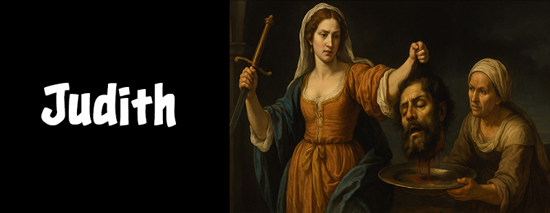 A powerful image of Judith holding a sword beside the fallen Holofernes