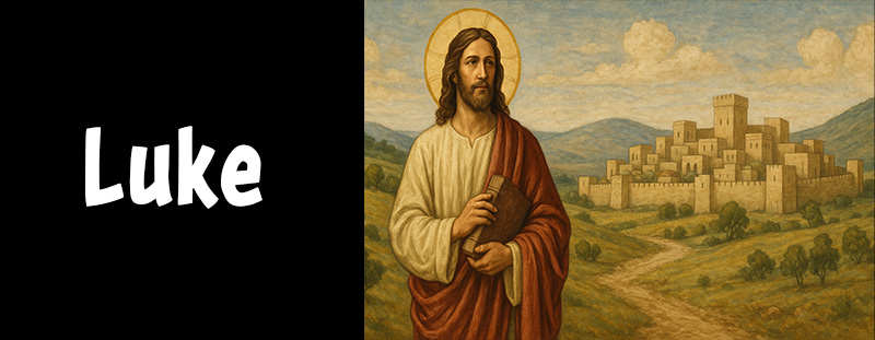 A peaceful biblical scene representing the Gospel of Luke