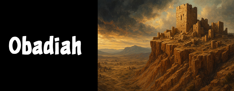 A decaying fortress on a rocky cliff overlooking a barren desert valley