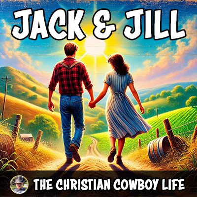 A rustic country hill with a young couple climbing toward a well, symbolizing perseverance and love in small-town life.