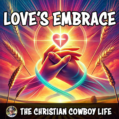 A vibrant, energetic scene showing two voices singing with violin and bass in motion, symbolizing the uplifting theme of faith, love, and redemption in “Love’s Embrace.”