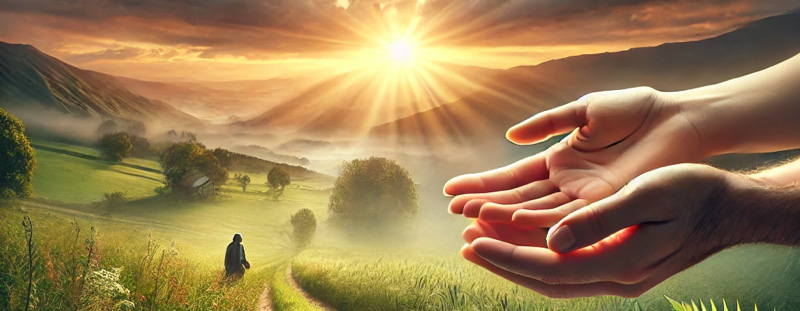 A sunset over a rugged Western landscape symbolizing peace and forgiveness, reflecting the call to bless those who curse you.