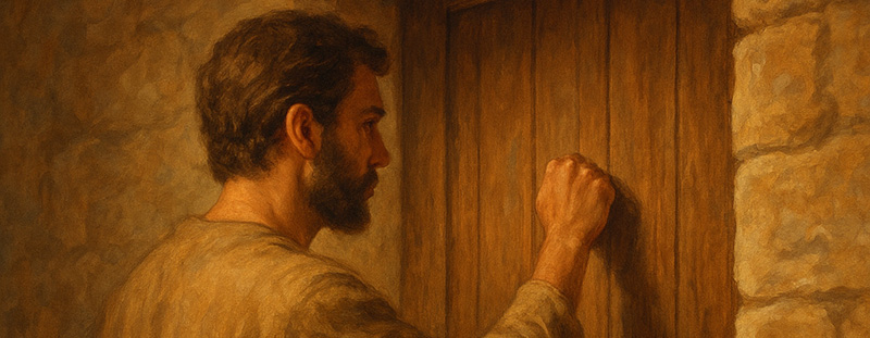 A visual representation of Matthew 7:7 emphasizing the power of asking, seeking, and knocking; illustrating God’s guidance, persistence in prayer, and spiritual opportunity.