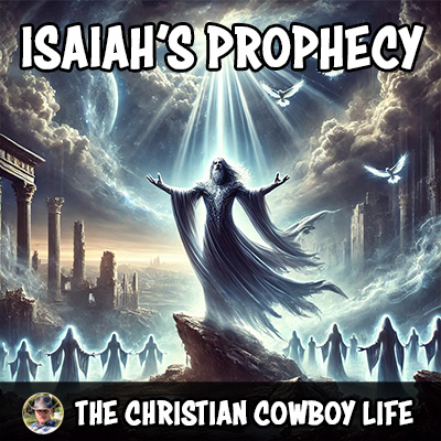 An atmospheric image of a lone prophet standing under stormy skies with rays of light breaking through, symbolizing Isaiah’s message of judgment and hope.