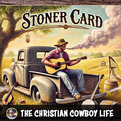 A playful country-hip hop themed image with banjo, fiddle, and smoke clouds to represent the stoner parody song.