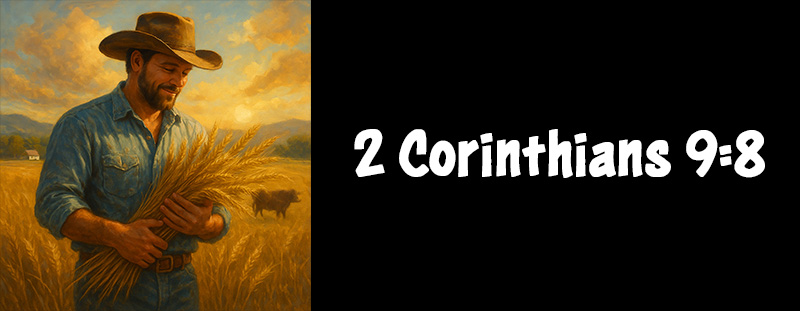 This image represents 2 Corinthians 9:8 and has an overlay that reads: "And God is able to make all grace abound toward you; that ye, always having all sufficiency in all things, may abound to every good work." - 2 Corinthians 9:8