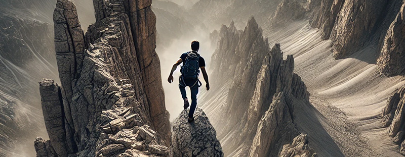 Illustration of God’s strength guiding a believer to navigate high places and challenging paths, reflecting the empowering promise of Habakkuk 3:19.