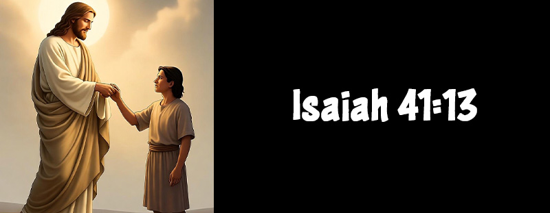 This image represents Isaiah 41:13 and has an overlay that reads: "For I the Lord thy God will hold thy right hand, saying unto thee, Fear not; I will help thee." - Isaiah 41:13