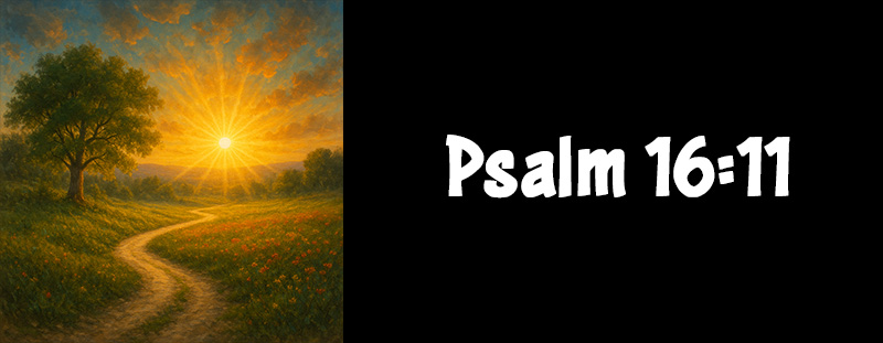 This image represents Psalm 16:11 and has an overlay that reads: “Thou wilt shew me the path of life: in thy presence is fulness of joy; at thy right hand there are pleasures for evermore.” — Psalm 16:11