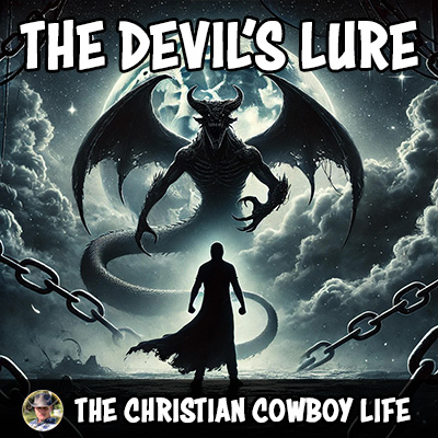 A shadowy figure of a serpent intertwined with a faint light, symbolizing the devil’s deception and the power of faith.