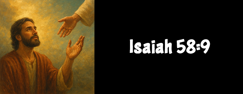 This image represents Isaiah 58:9 and has an overlay that reads: “Then shalt thou call, and the Lord shall answer; thou shalt cry, and he shall say, Here I am.” — Isaiah 58:9