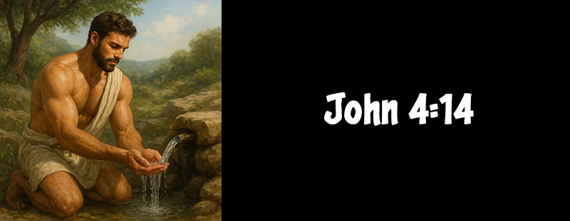This image represents John 4:14 and has an overlay that reads: “But whosoever drinketh of the water that I shall give him shall never thirst…” — John 4:14