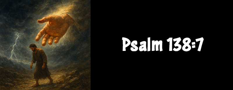 This image represents Psalm 138:7 and has an overlay that reads: “Though I walk in the midst of trouble, thou wilt revive me: thou shalt stretch forth thine hand against the wrath of mine enemies, and thy right hand shall save me.” – Psalm 138:7