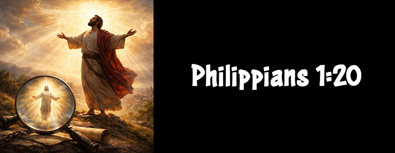 This image represents Philippians 1:20 and has an overlay that reads: According to my earnest expectation and my hope, that in nothing I shall be ashamed, but that with all boldness, as always, so now also Christ shall be magnified in my body, whether it be by life, or by death. — Philippians 1:20