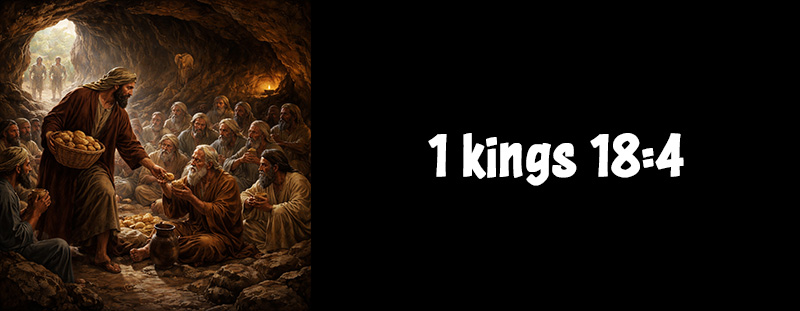 1 Kings 18:4 from the KJV Bible with emphasis on obedience, faithfulness, and God’s provision even in hidden places.