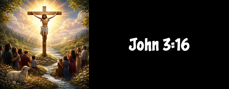 John 3:16 KJV Bible verse displayed with scripture reference labeled clearly.