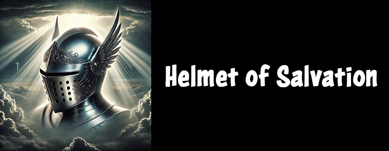 A helmet shining with hope, symbolizing the assurance of salvation.
