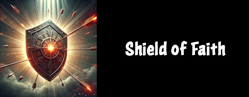 A shield glowing with faith, protecting against spiritual attacks.