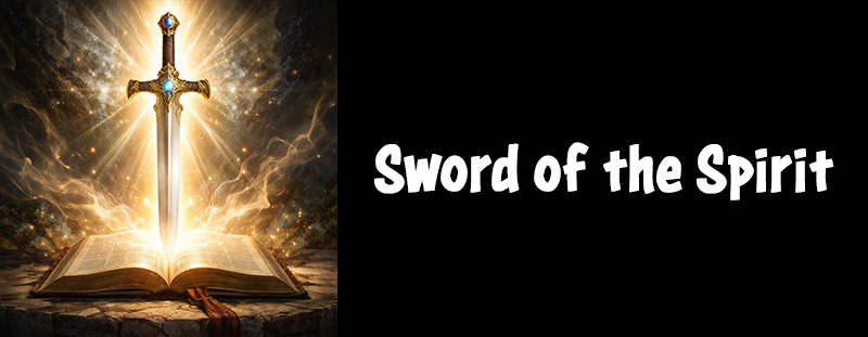 A glowing sword representing the Word of God as a spiritual weapon.