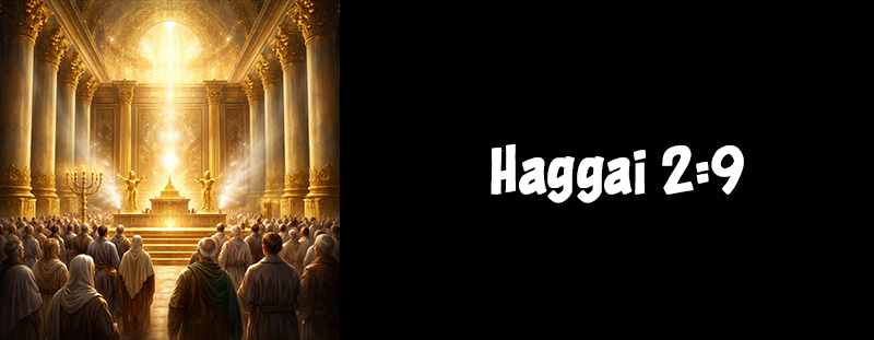 Bible verse Haggai 2:9 displayed as inspirational scripture highlighting God’s promise that the latter glory will be greater than the former.