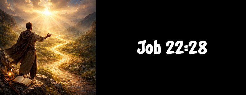 Bible verse Job 22:28 displayed with bold scripture text emphasizing faith, declaration, and God’s guidance