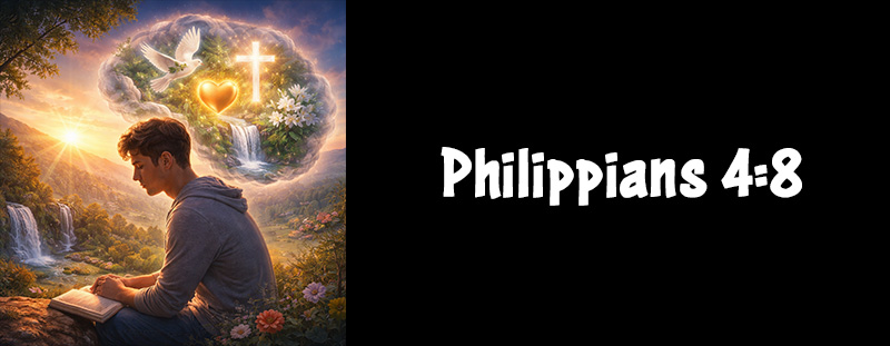 Inspirational Bible verse Philippians 4:8 KJV about thinking on things that are true, pure, and virtuous