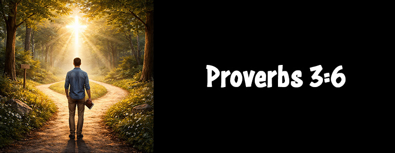 Bible verse Proverbs 3:6 displayed with clear scripture text emphasizing trusting God for direction in life.
