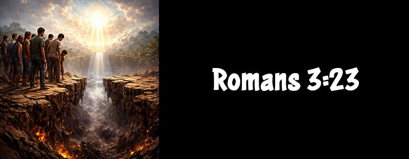 Romans 3:23 KJV displayed boldly, highlighting humanity’s need for God’s grace and reminding readers of His mercy.