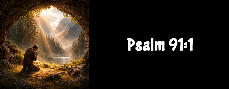Psalm 91:1 KJV scripture verse displayed with bold, clear typography highlighting God’s protection and presence.